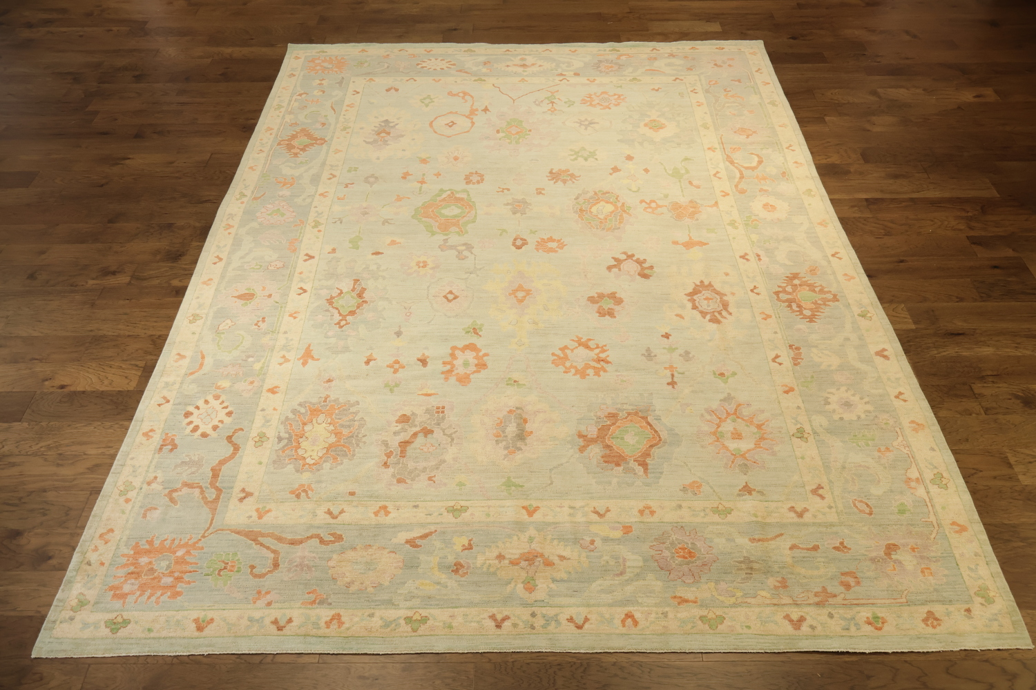 Vegetable Dye Muted Green Turkish Traditional Oushak Oriental Wool Area Rug 10x14