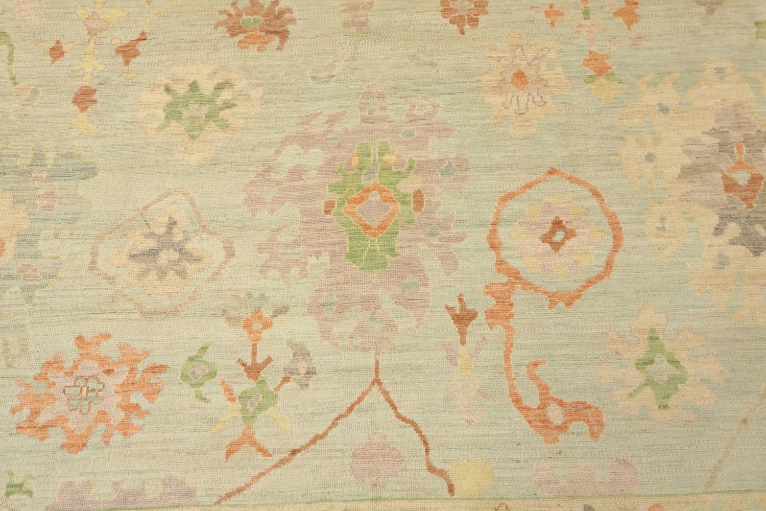 Vegetable Dye Muted Green Turkish Traditional Oushak Oriental Wool Area Rug 10x14