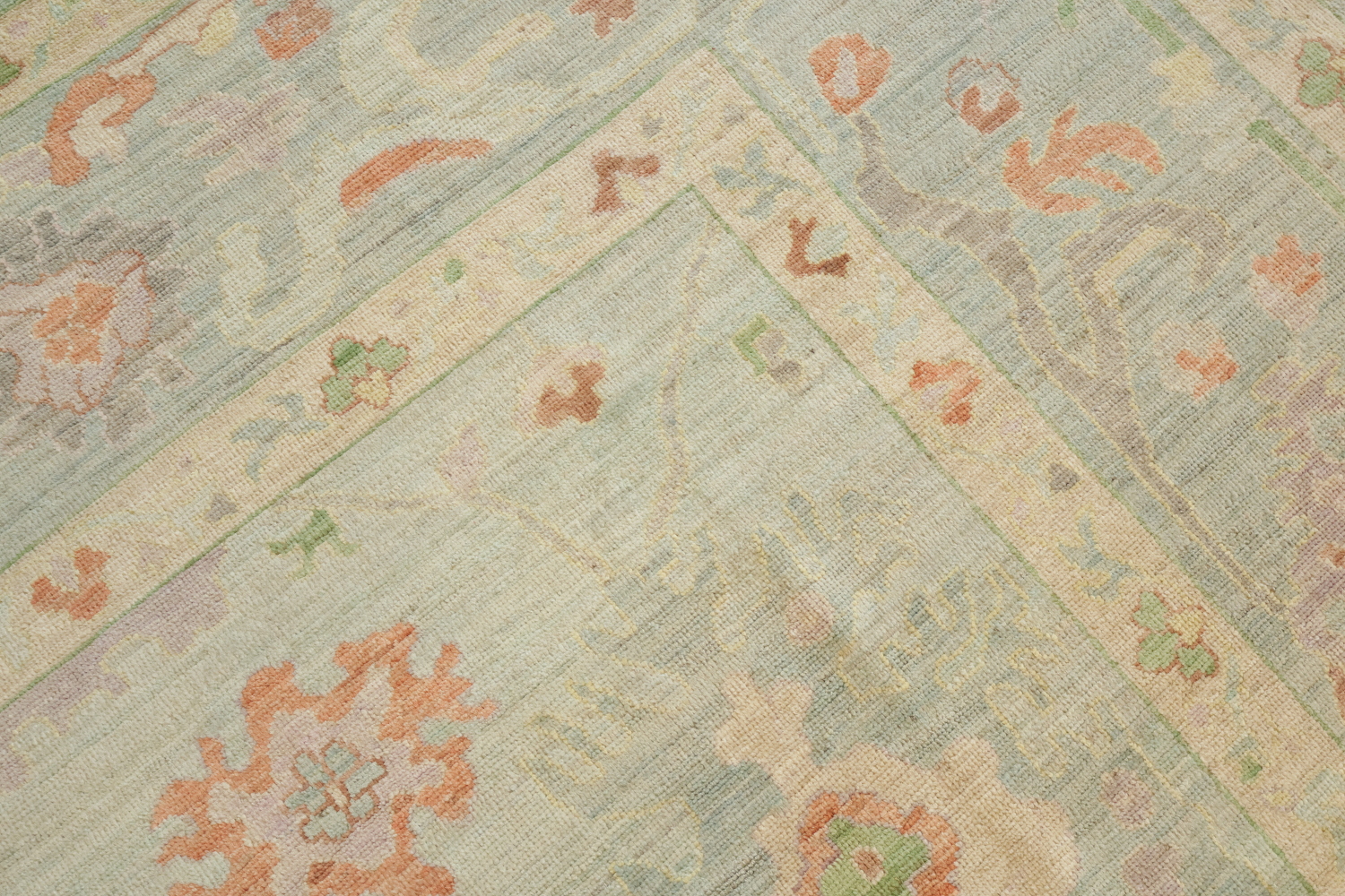 Vegetable Dye Muted Green Turkish Traditional Oushak Oriental Wool Area Rug 10x14