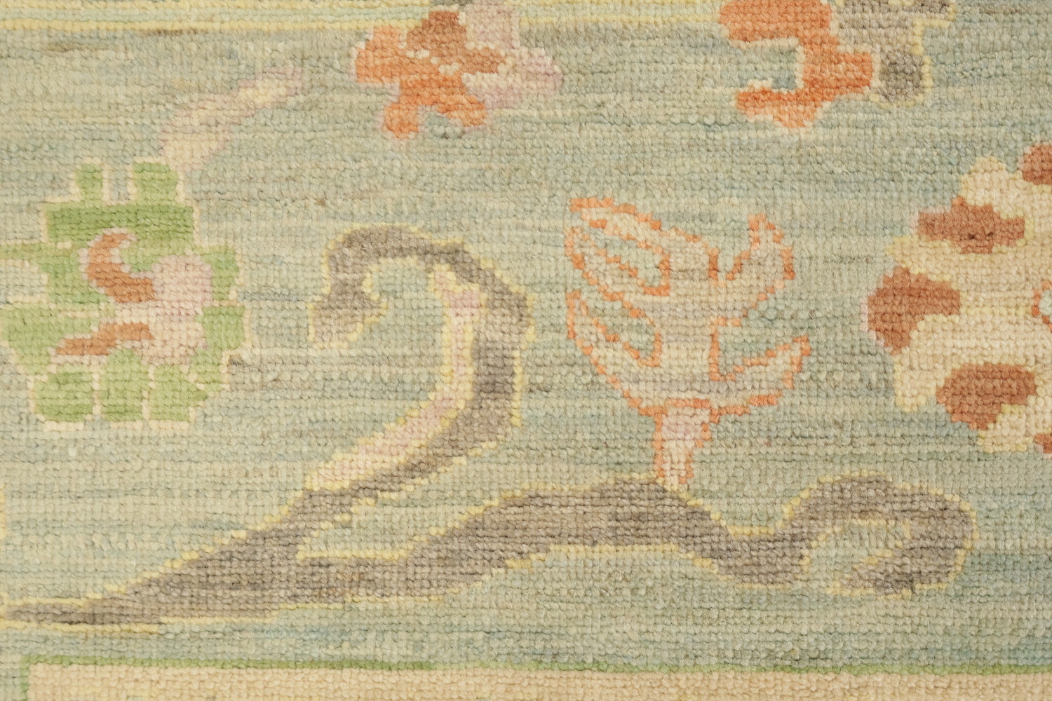 Vegetable Dye Muted Green Turkish Traditional Oushak Oriental Wool Area Rug 10x14