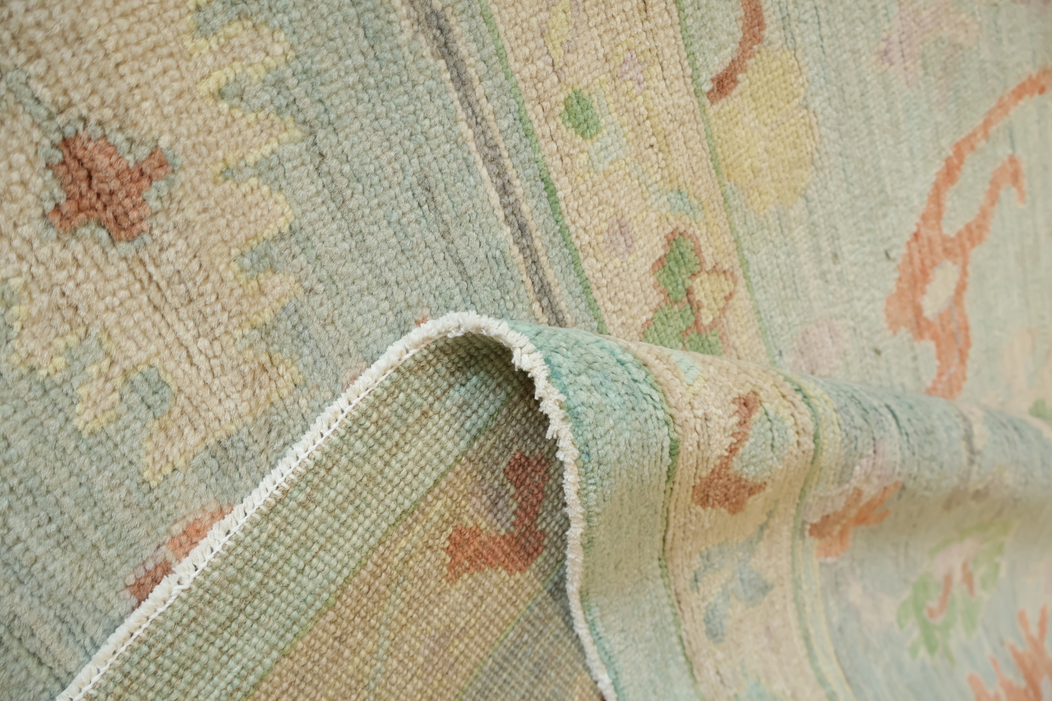 Vegetable Dye Muted Green Turkish Traditional Oushak Oriental Wool Area Rug 10x14