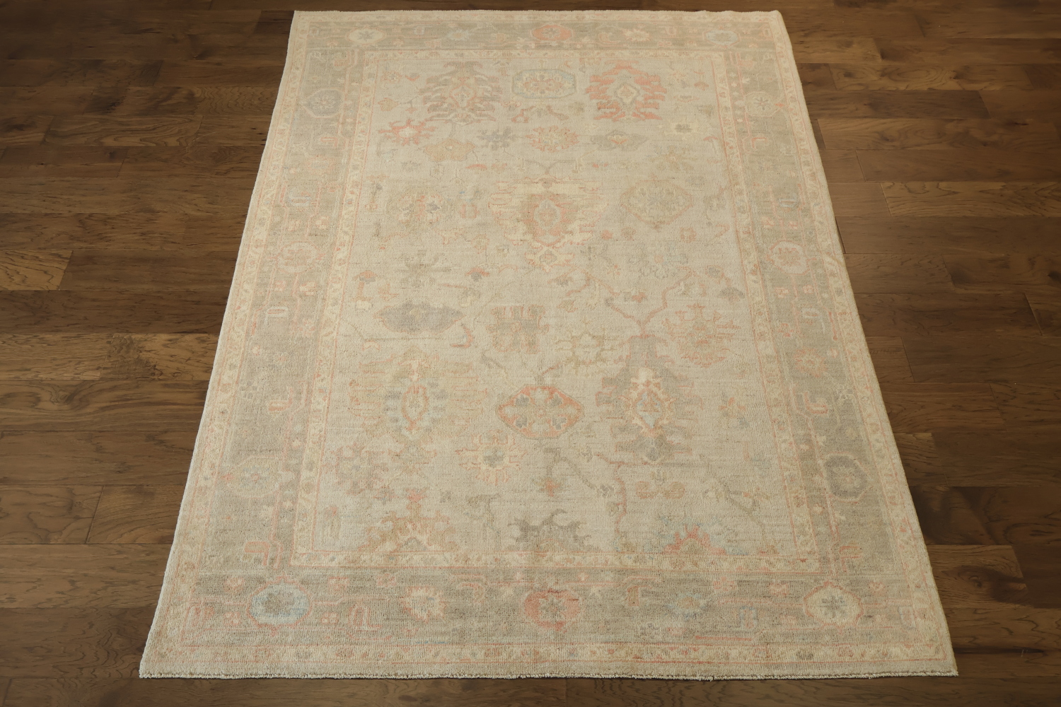 MUST SEE! Muted Grey Traditional Turkish Oushak Oriental Wool Area Rug 6x9