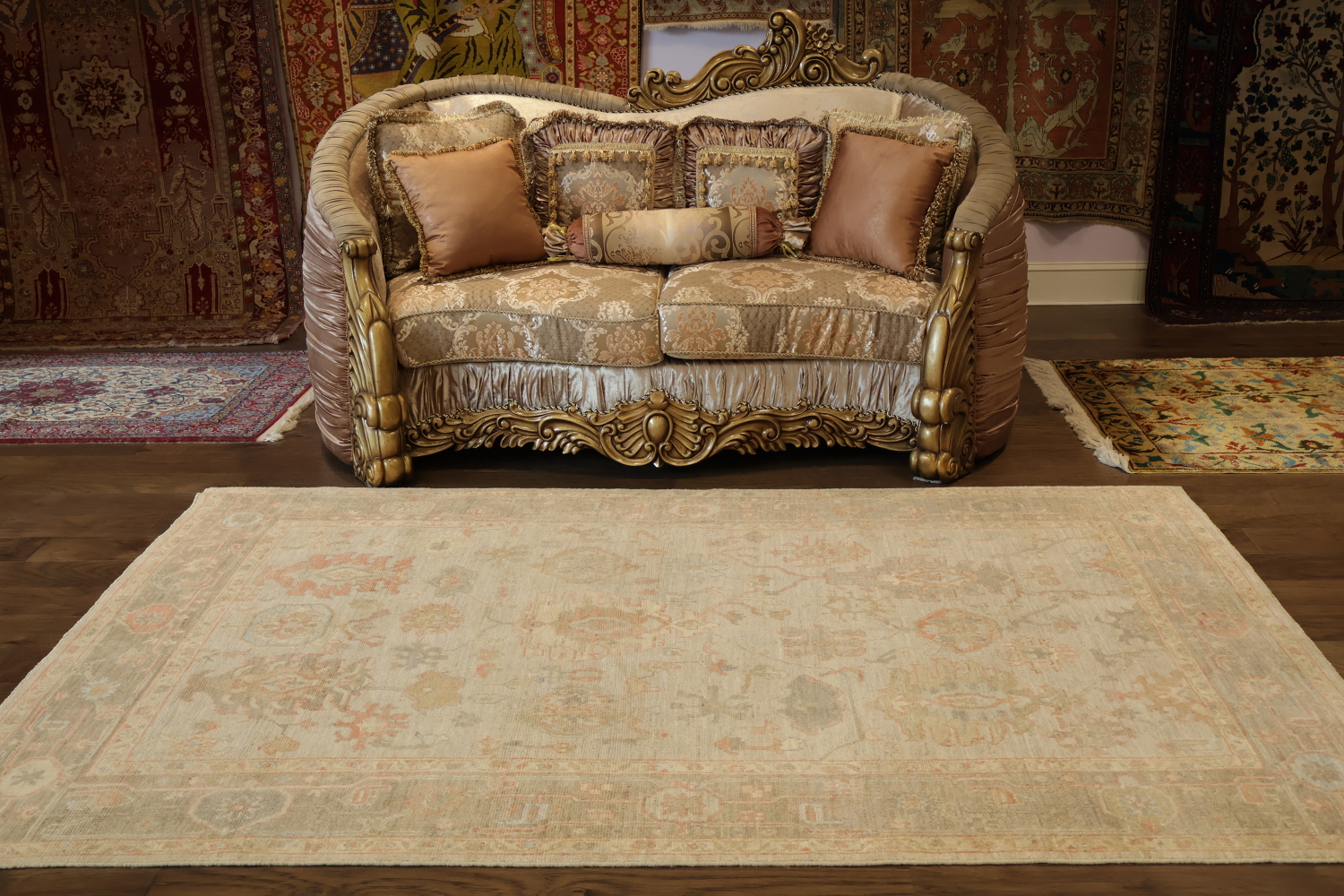 MUST SEE! Muted Grey Traditional Turkish Oushak Oriental Wool Area Rug 6x9