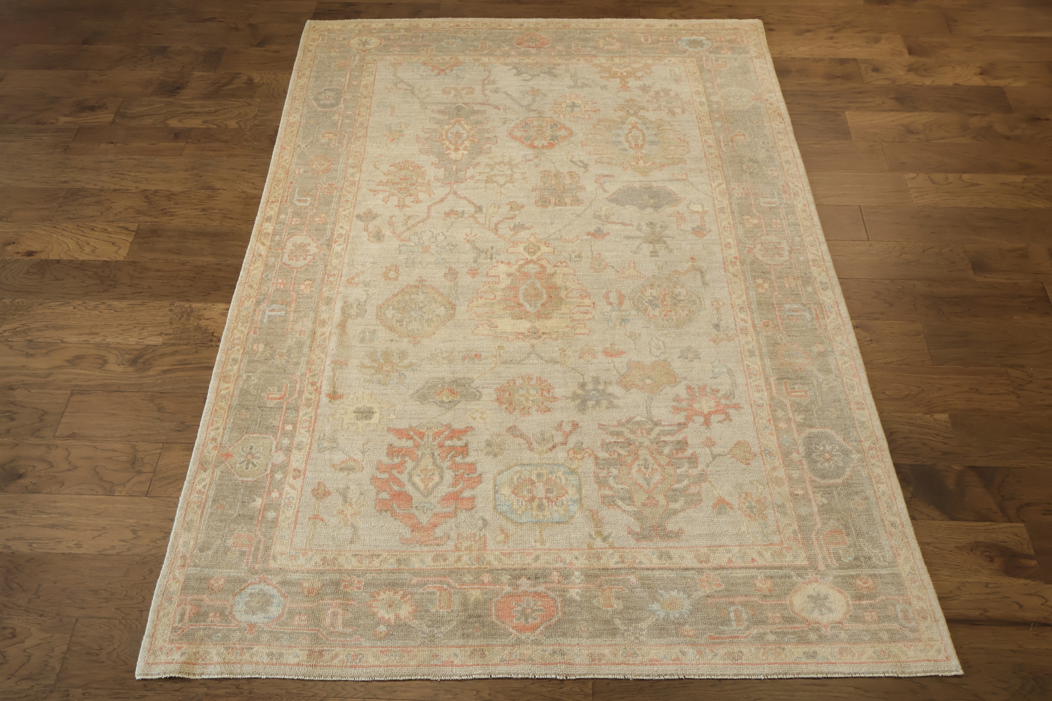 MUST SEE! Muted Grey Traditional Turkish Oushak Oriental Wool Area Rug 6x9