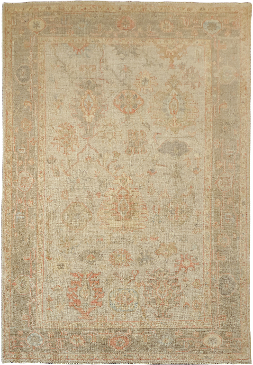 MUST SEE! Muted Grey Traditional Turkish Oushak Oriental Wool Area Rug 6x9