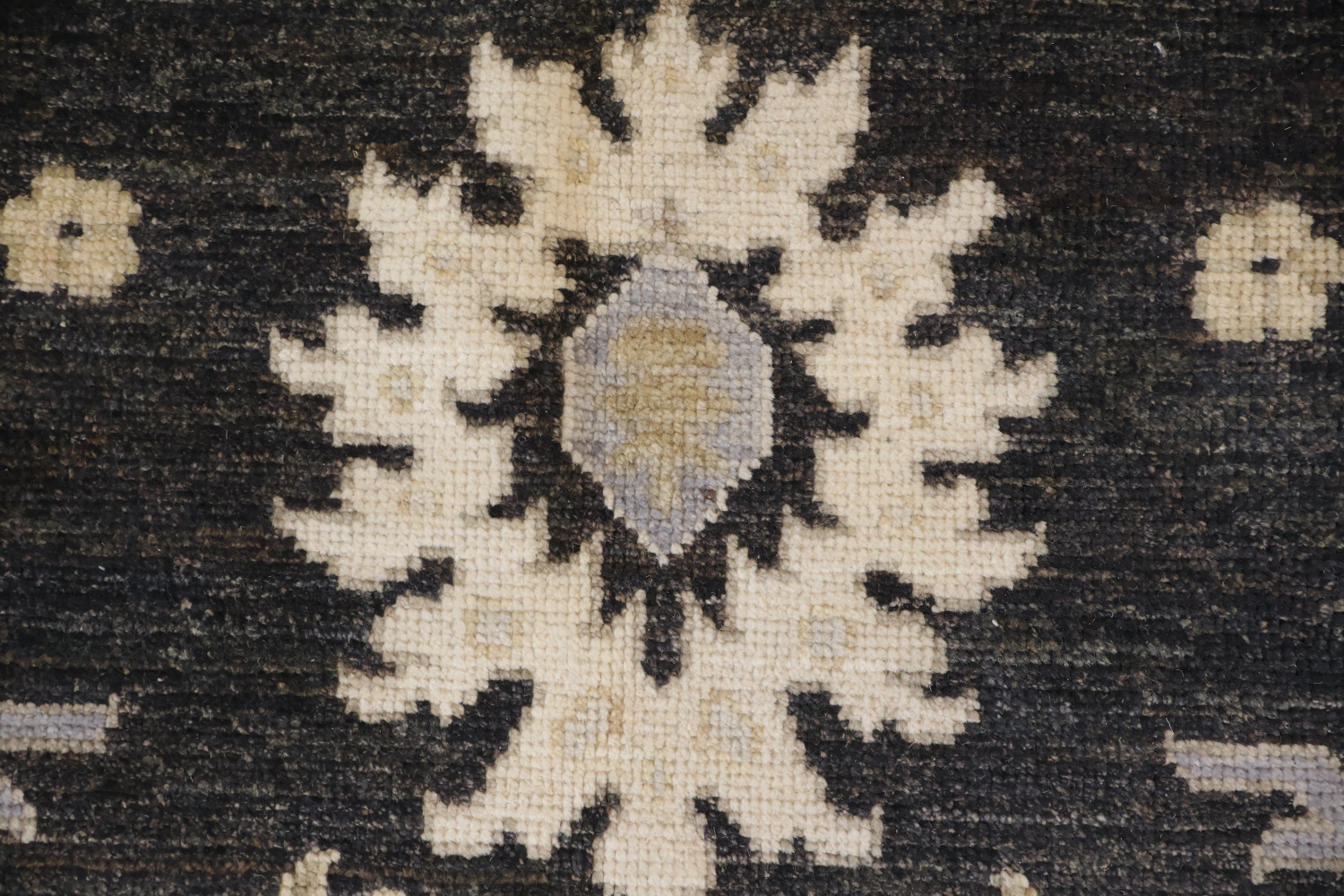 Palace Size Elegant Charcoal and Ivory Floral Oriental Wool Oushak Area Rug for Living Space 12x16