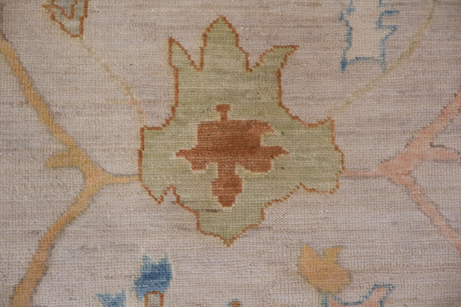 Muted Ivory Vegetable Dye Wool Traditional Oushak Area Rug 10x14