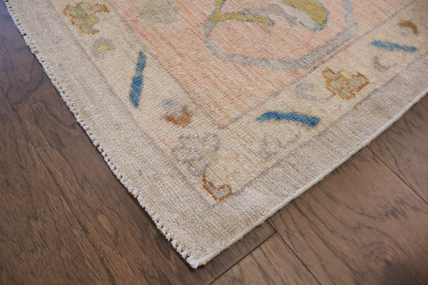 Muted Ivory Vegetable Dye Wool Traditional Oushak Area Rug 10x14