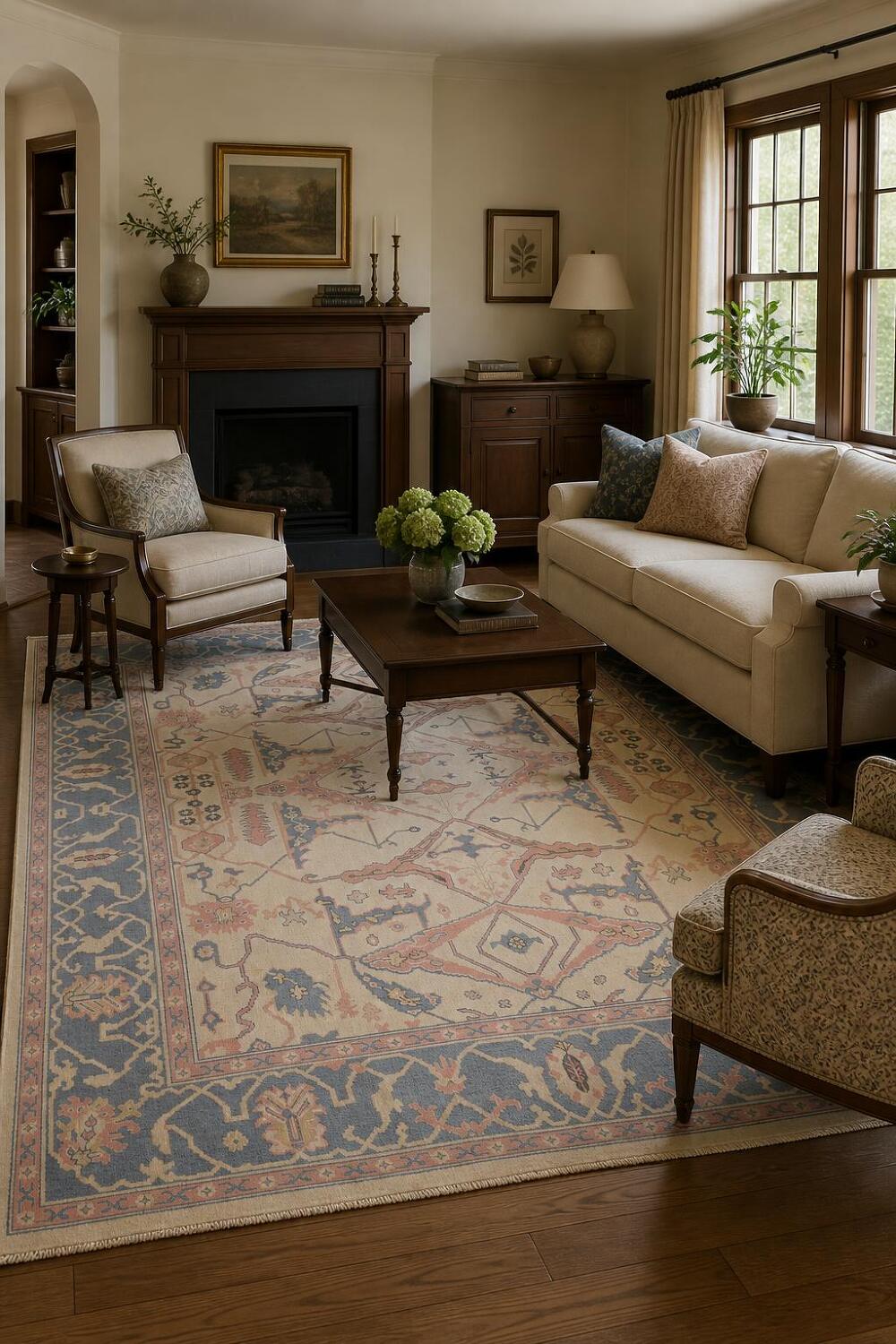 All Over Geometric Traditional Turkish Oushak Oriental Wool Area Rug 8x10