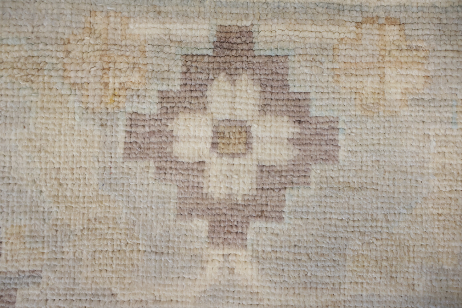 Vintage-style beige Wool Oriental Oushak rug with intricate geometric patterns 10x14