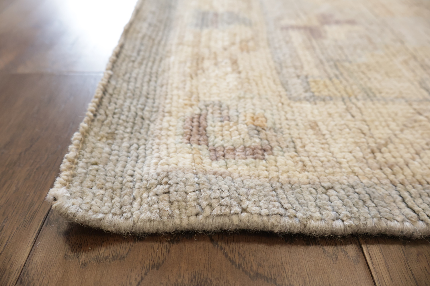 Vintage-style beige Wool Oriental Oushak rug with intricate geometric patterns 10x14