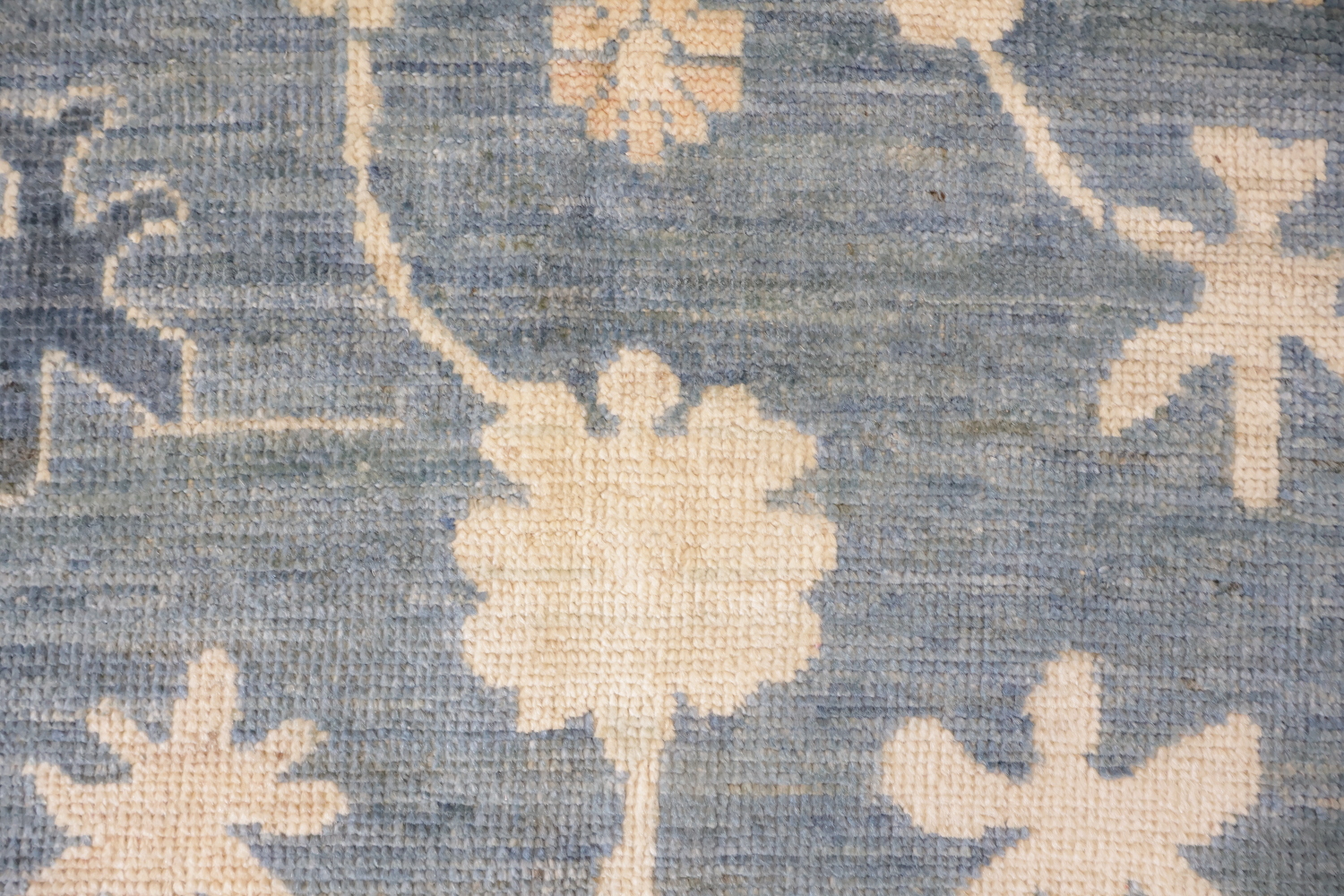 Classic Blue Floral Grey Oriental Oushak Rug with Ornate Border for Luxurious Interiors 9x12