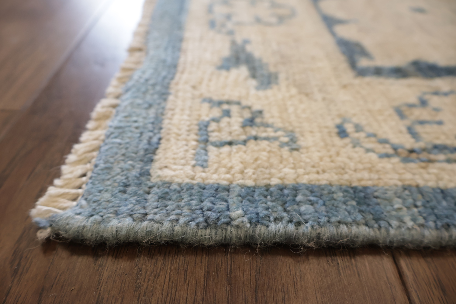 Classic Blue Floral Grey Oriental Oushak Rug with Ornate Border for Luxurious Interiors 9x12