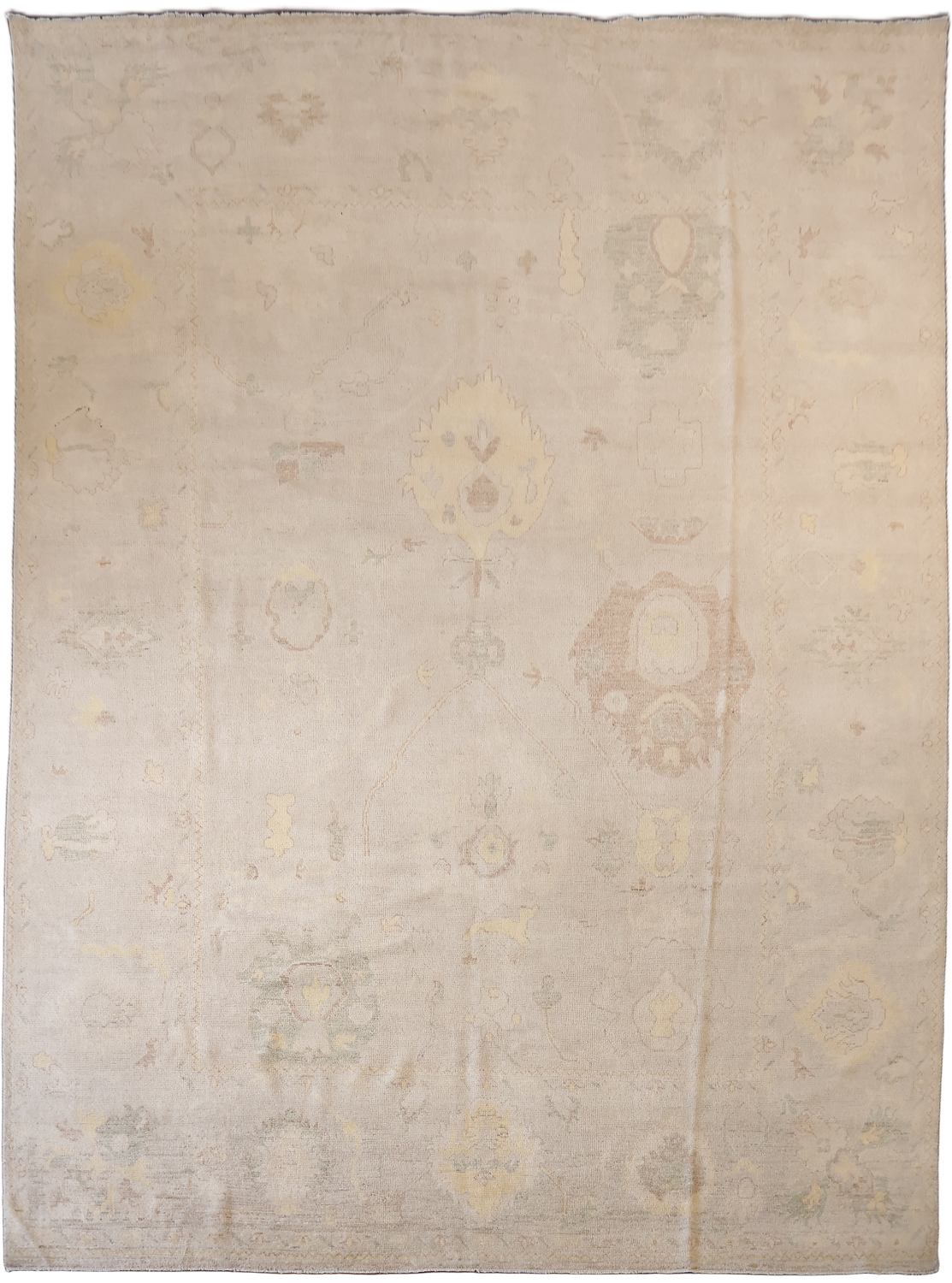 Classic Beige-Colored Wool Oriental Oushak Rug Perfect for Sophisticated Home Decor 10x14