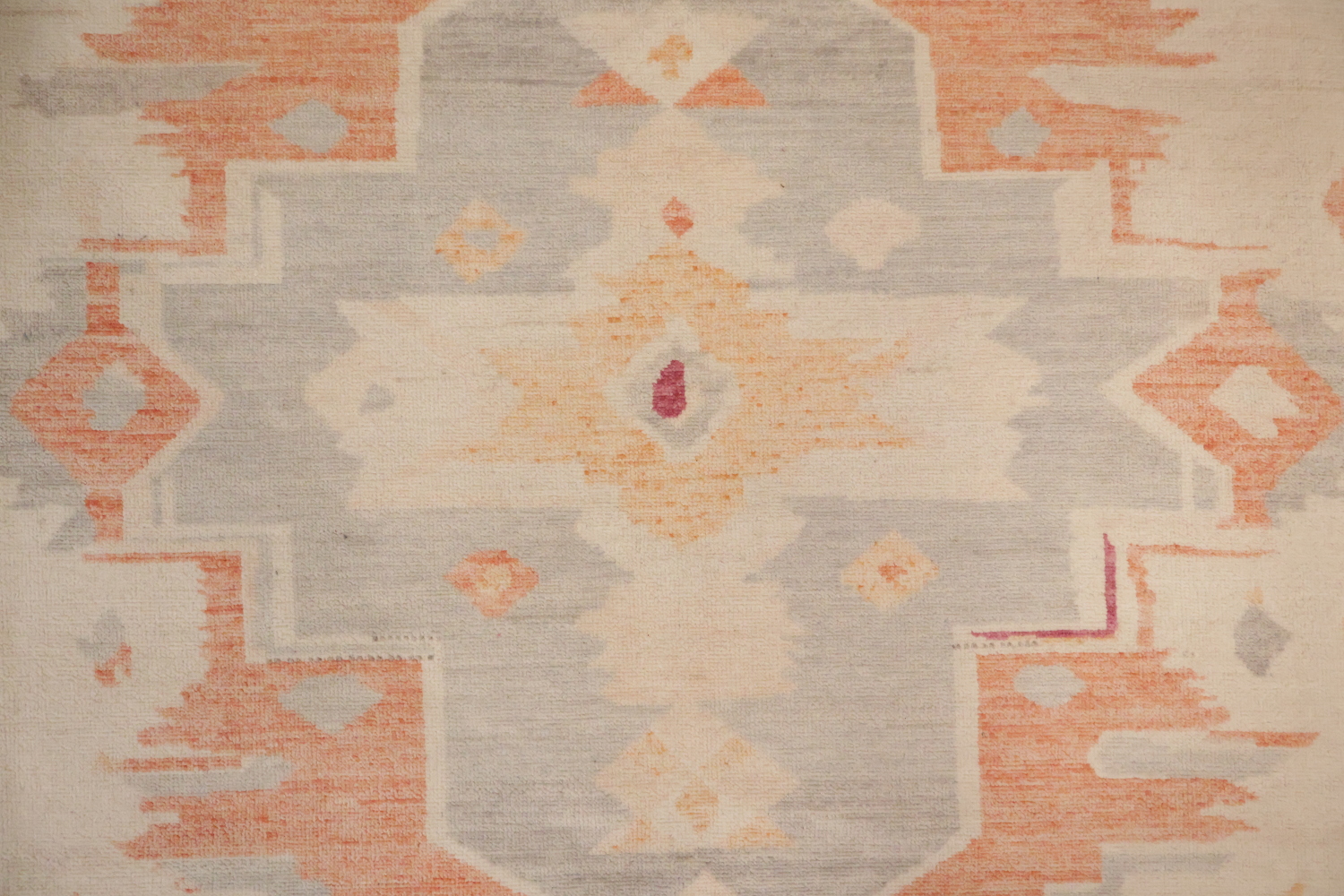Muted Decorative Ivory Traditional Oushak Geometric Wool Area Rug 9x12