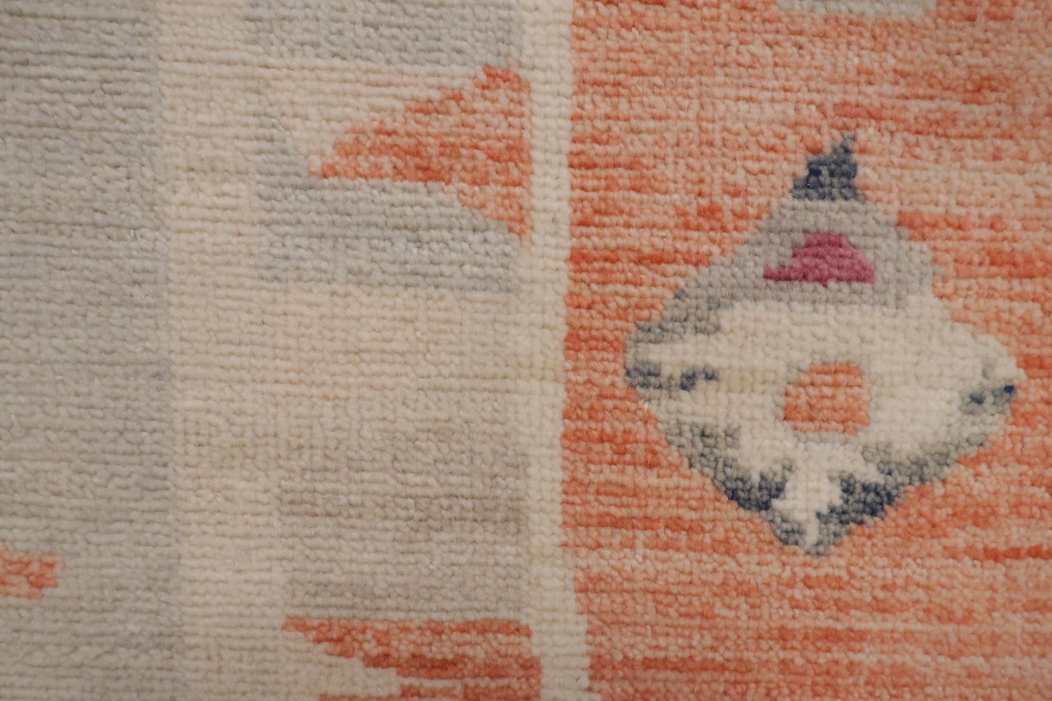 Muted Decorative Ivory Traditional Oushak Geometric Wool Area Rug 9x12