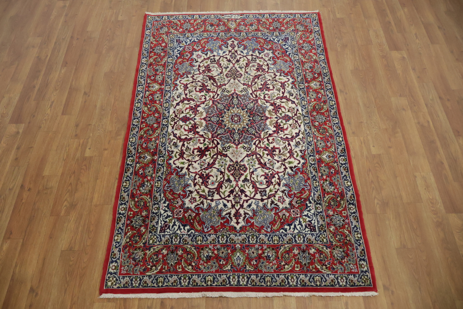 Extra Fine! Signed Vegetables Dye Floral Persian Isfahan Wool Rug 4x6