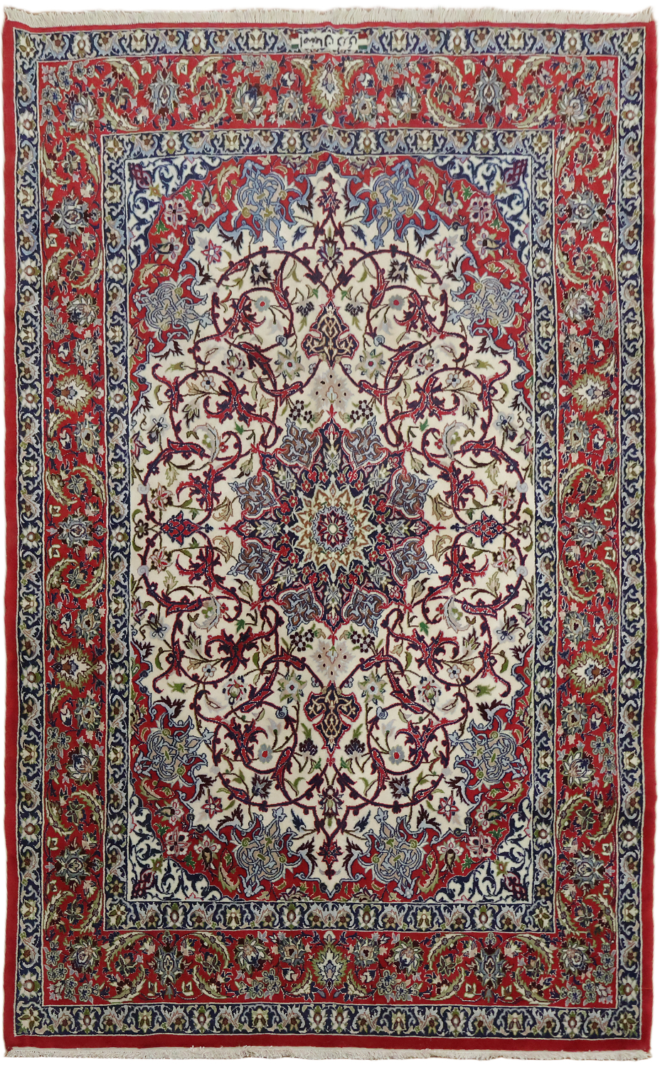 Extra Fine! Signed Vegetables Dye Floral Persian Isfahan Wool Rug 4x6