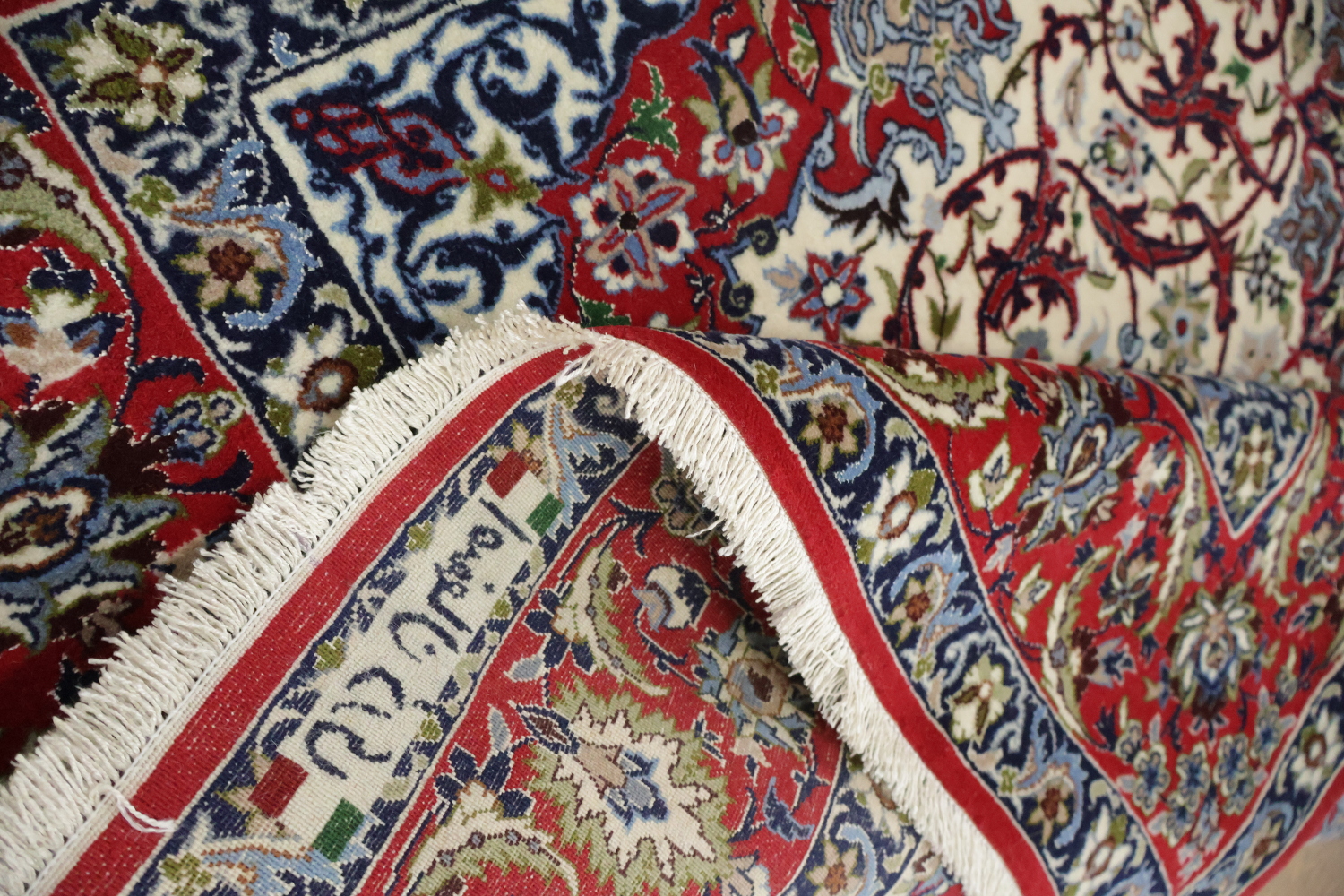 Extra Fine! Signed Vegetables Dye Floral Persian Isfahan Wool Rug 4x6