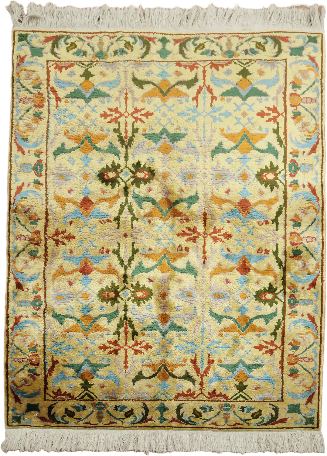 RARE! Intricate Vintage Design silk Rug for Elegant Living Spaces 4x6