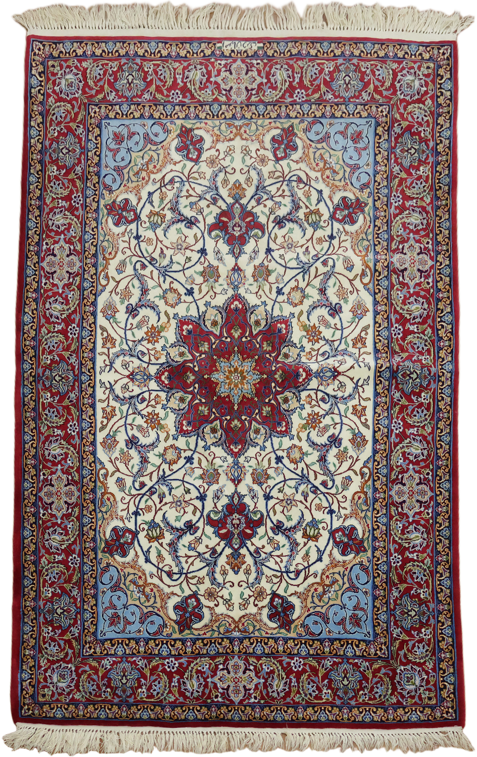 Extra Fine Signed Vegetable Dye Wool Persian Isfahan Floral Rug 4x6