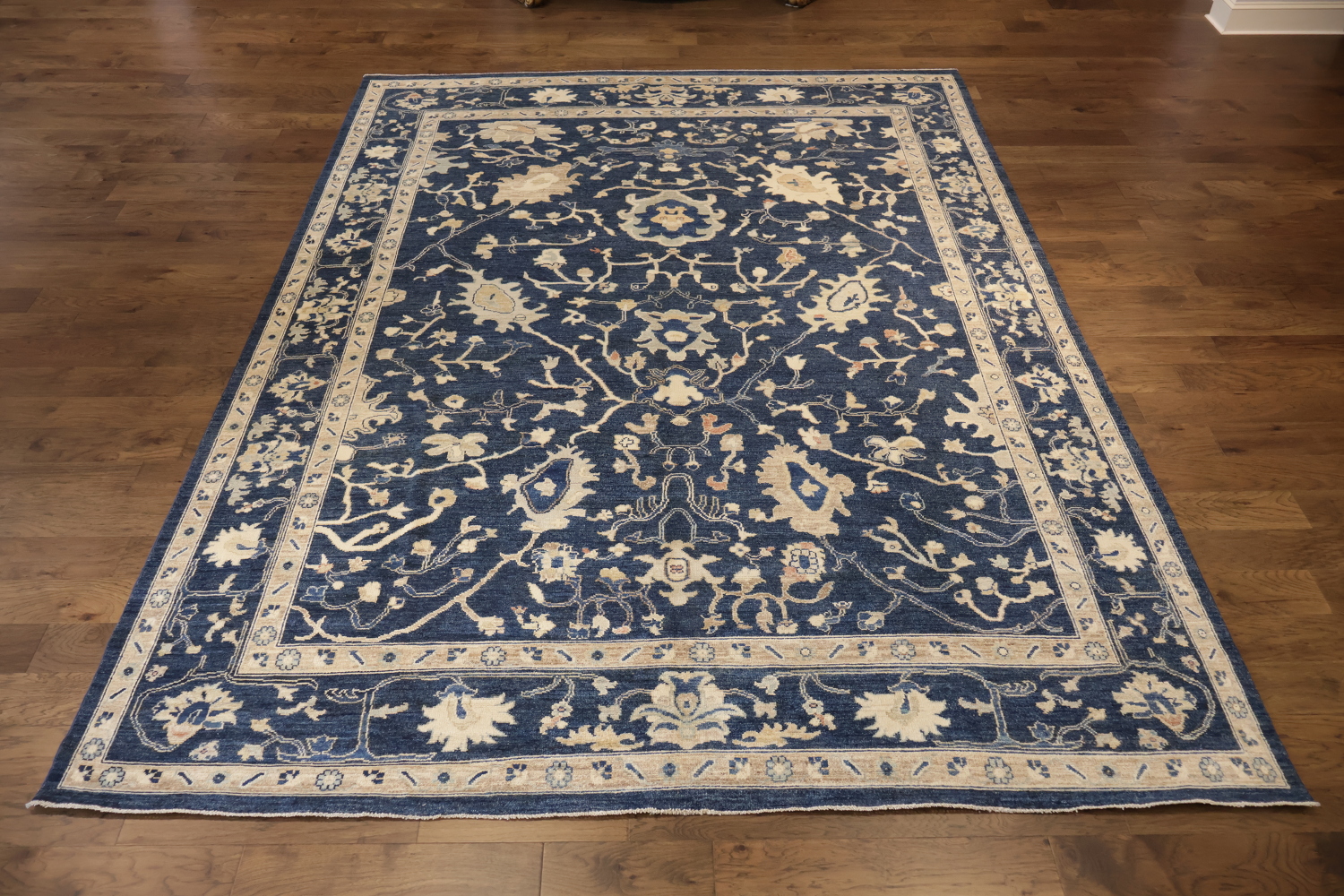 Blue All Over Floral Handcrafted Wool  Rug with Timeless Floral Design 10x14