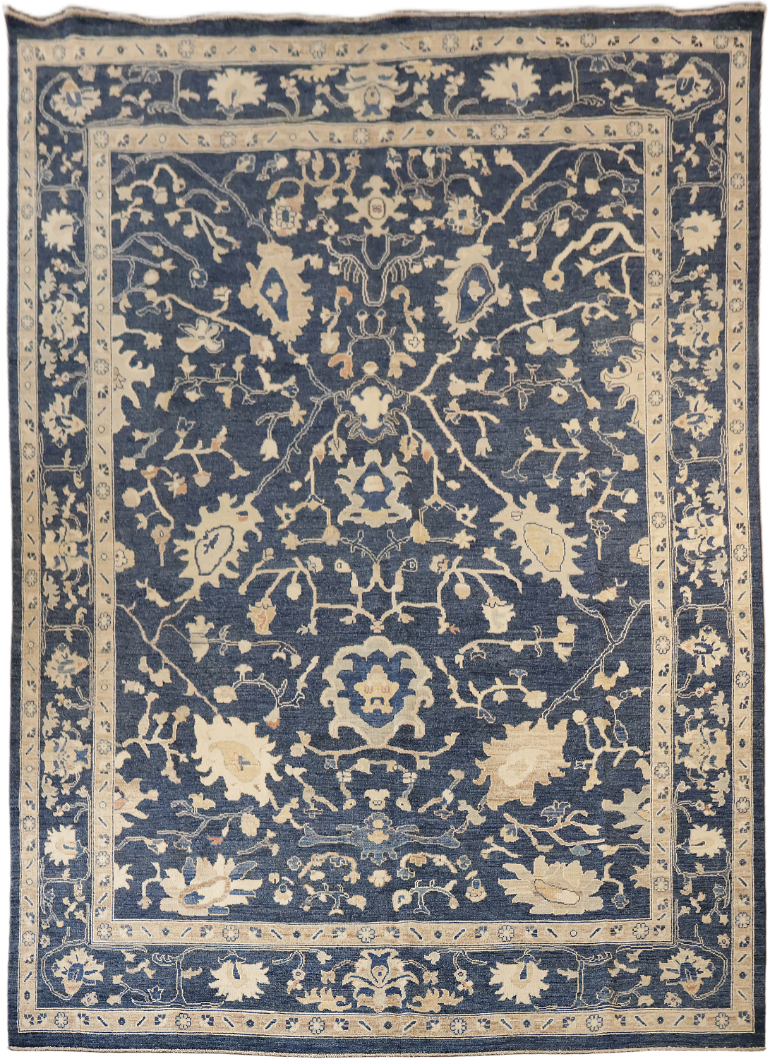 Blue All Over Floral Handcrafted Wool  Rug with Timeless Floral Design 10x14