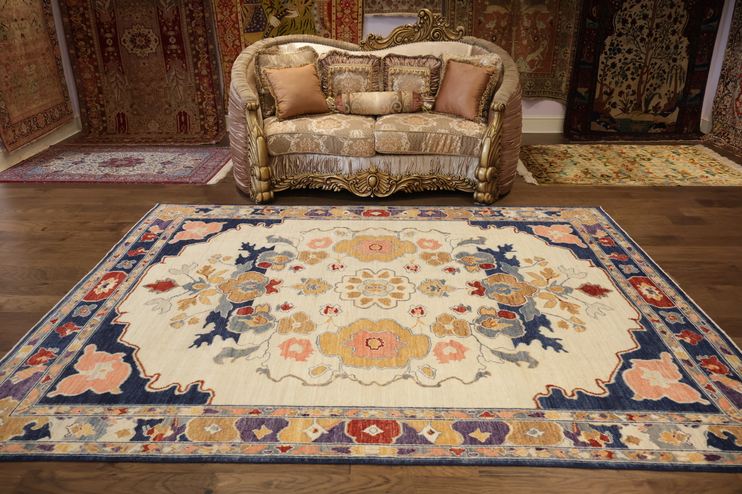 OUTSTANDING! Ivory Vegetable Dye Wool Rug for Elegant Living Room Decor 8x10