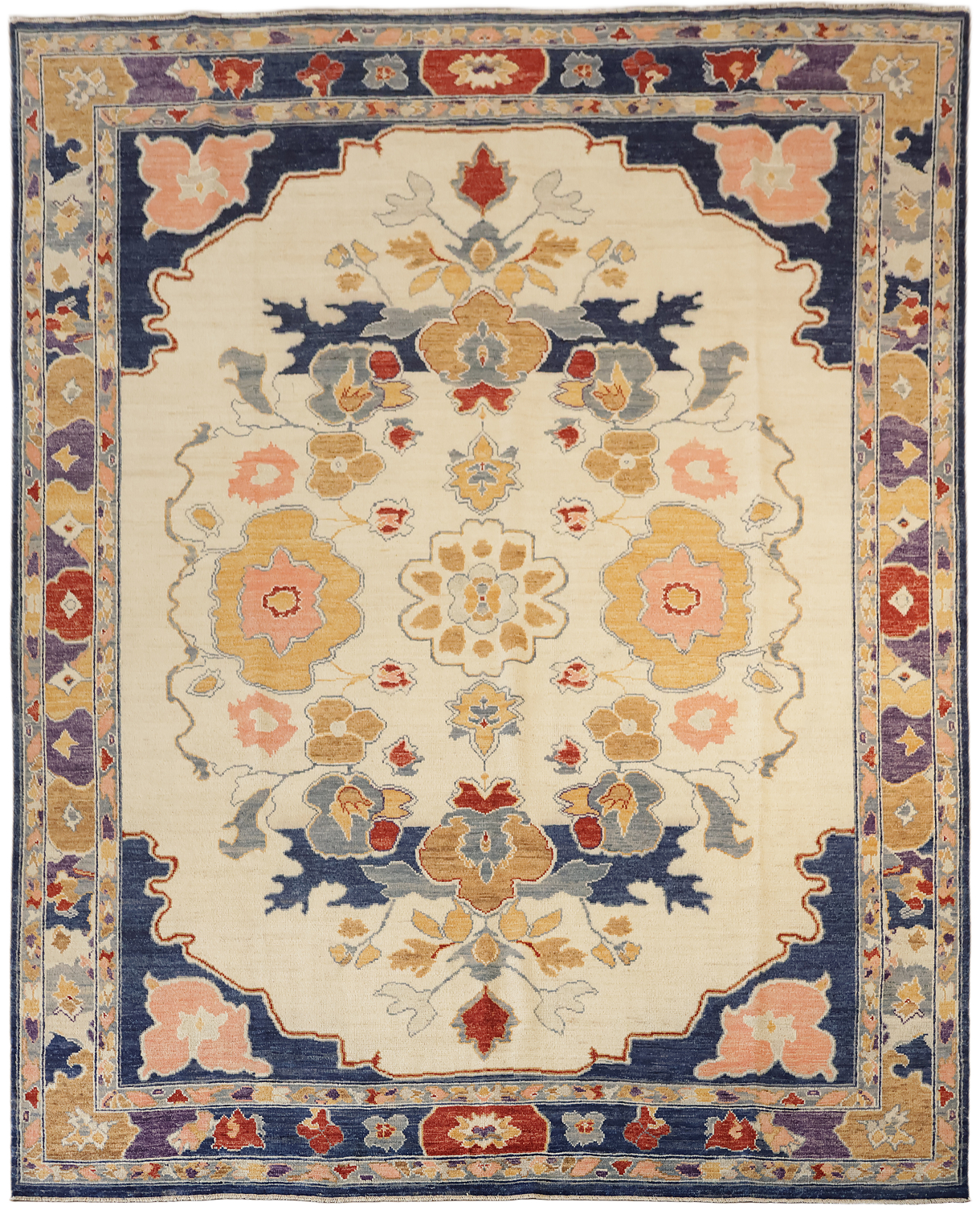 OUTSTANDING! Ivory Vegetable Dye Wool Rug for Elegant Living Room Decor 8x10