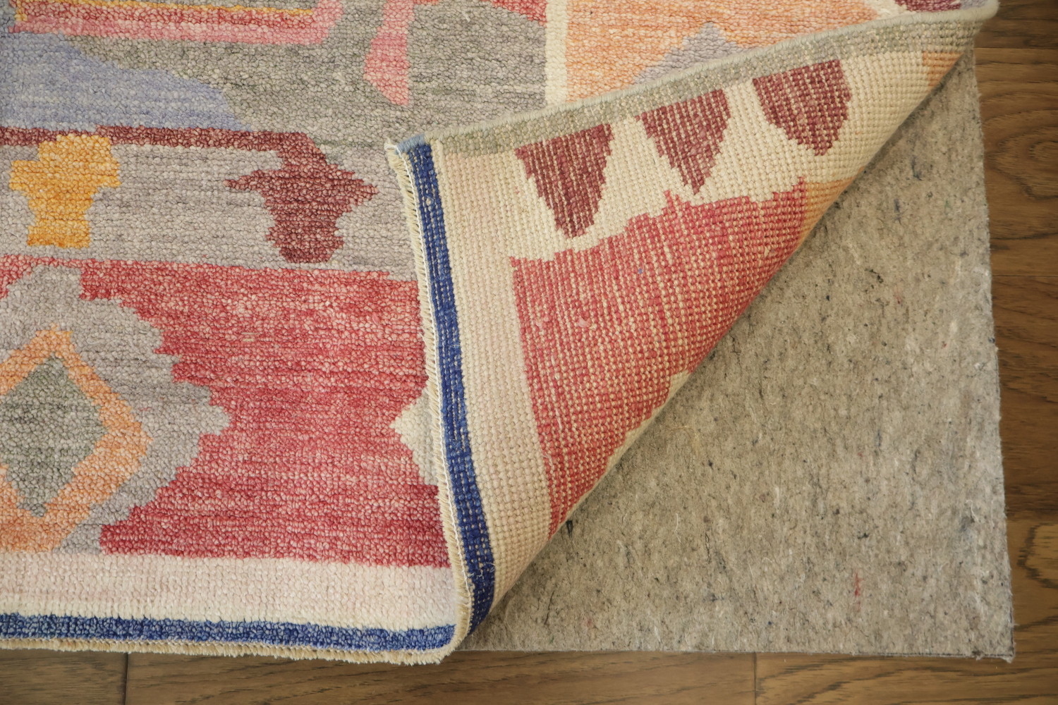Rare! Colorful Oriental-Inspired Ivory Geometric Wool Oushak Rug  9x12