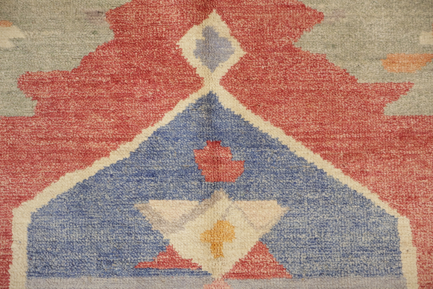 Rare! Colorful Oriental-Inspired Ivory Geometric Wool Oushak Rug  9x12