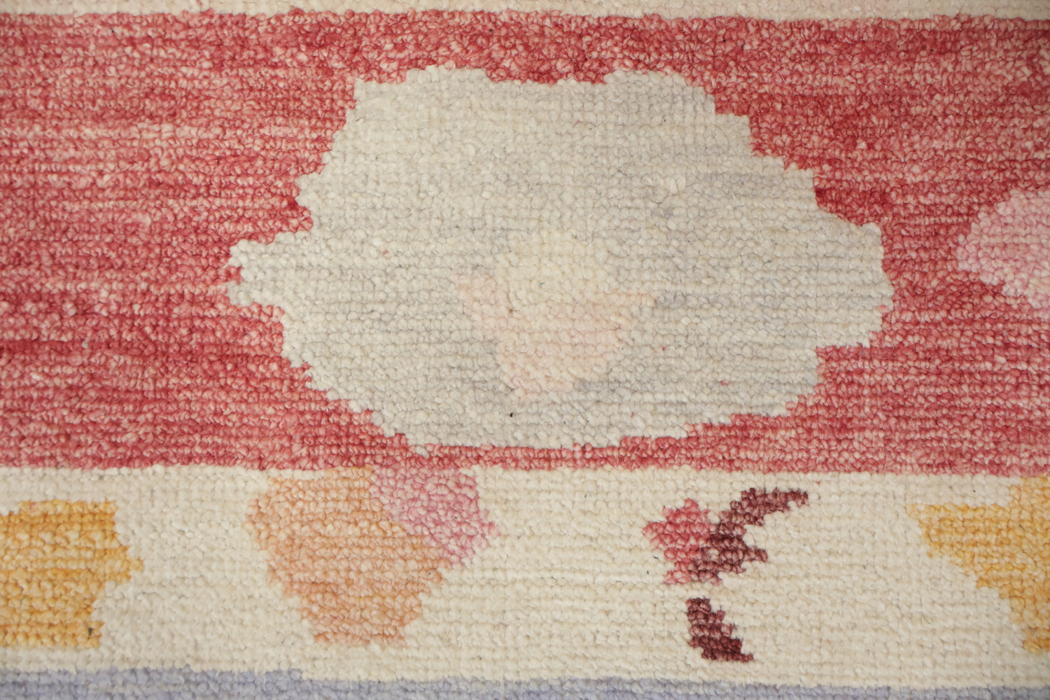 Rare! Colorful Oriental-Inspired Ivory Geometric Wool Oushak Rug  9x12