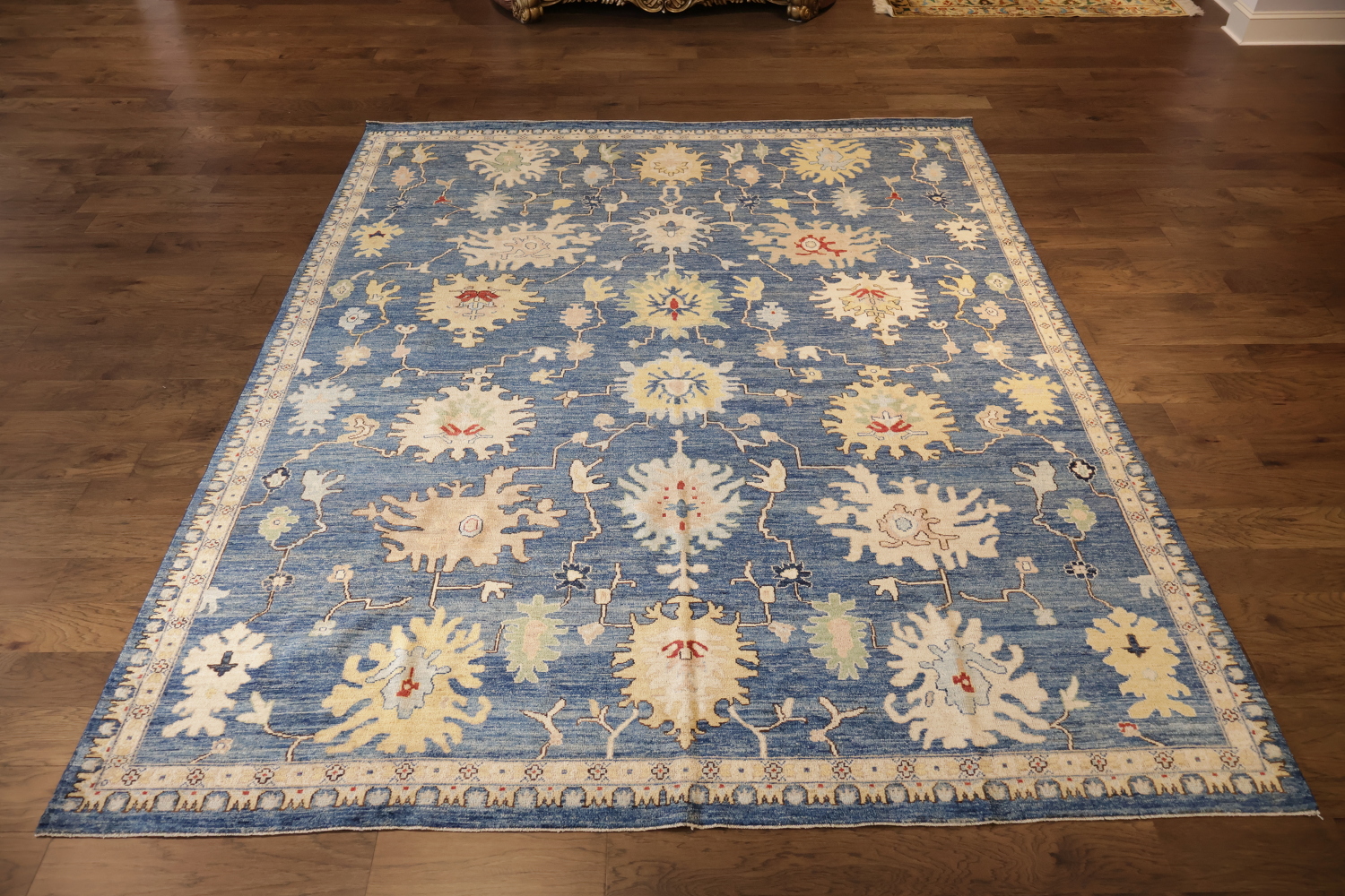 All Over Blue Oriental Traditional Oushak Area Wool Rug 9x12