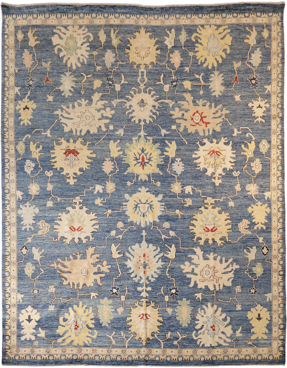 All Over Blue Oriental Traditional Oushak Area Wool Rug 9x12