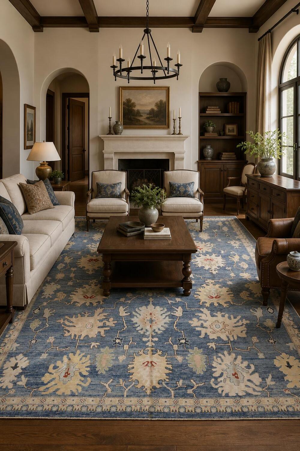 All Over Blue Oriental Traditional Oushak Area Wool Rug 9x12