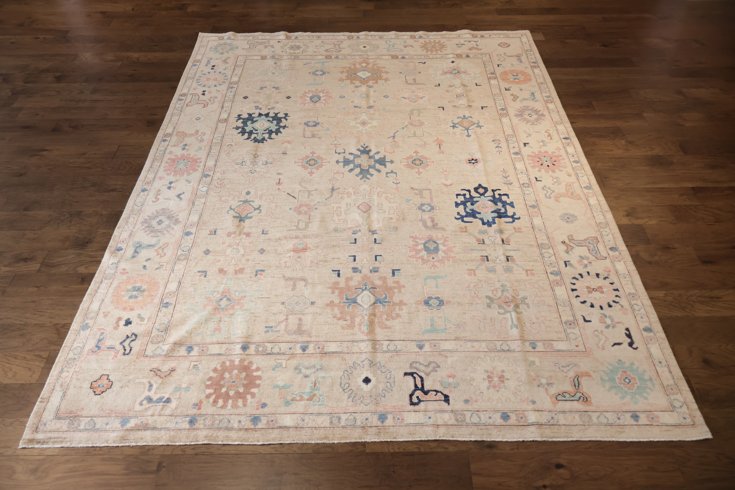 All Overt Muted Pink Traditional Traditional Oushak Wool Area Rug 9x12