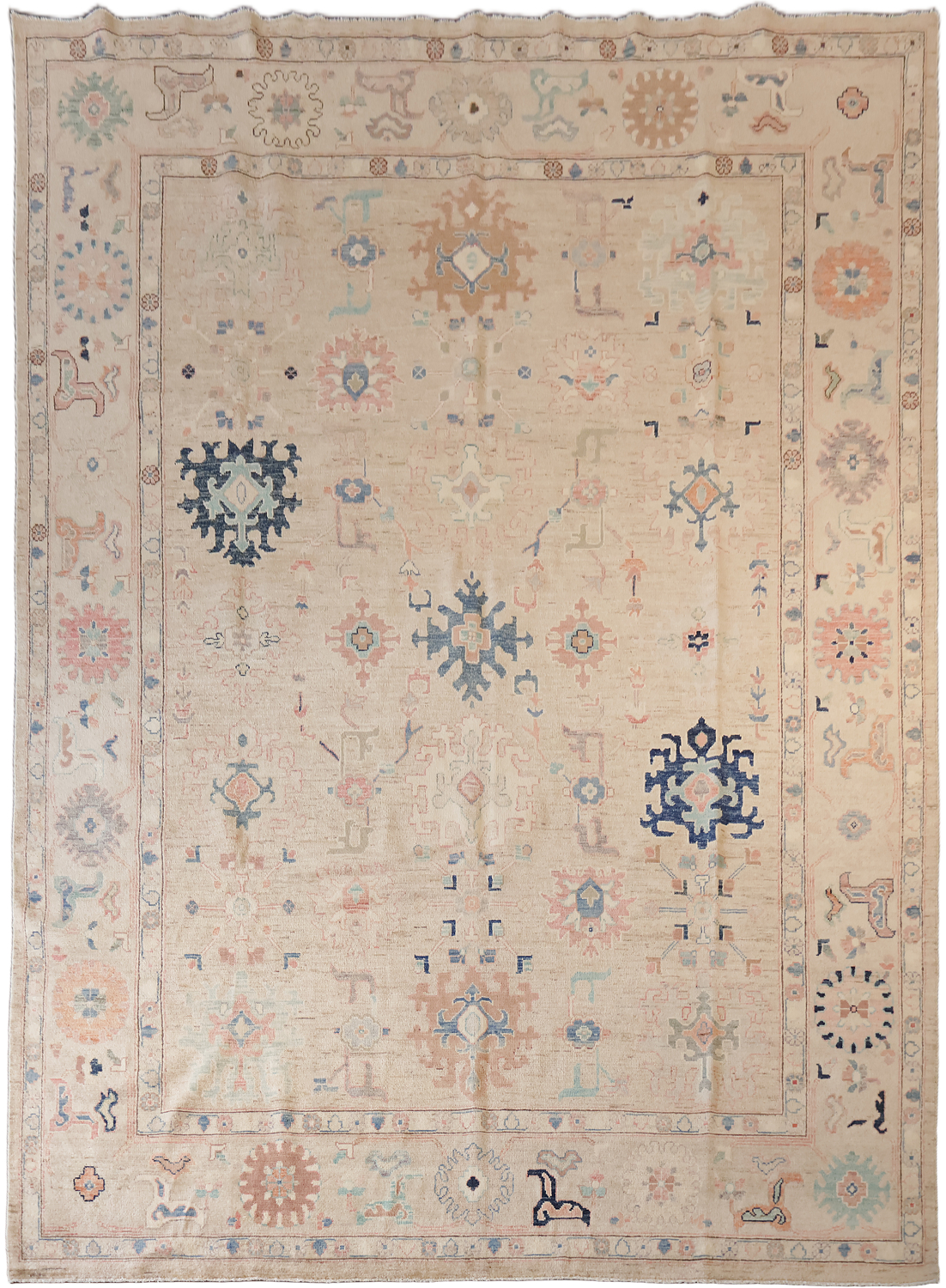 All Overt Muted Pink Traditional Traditional Oushak Wool Area Rug 9x12