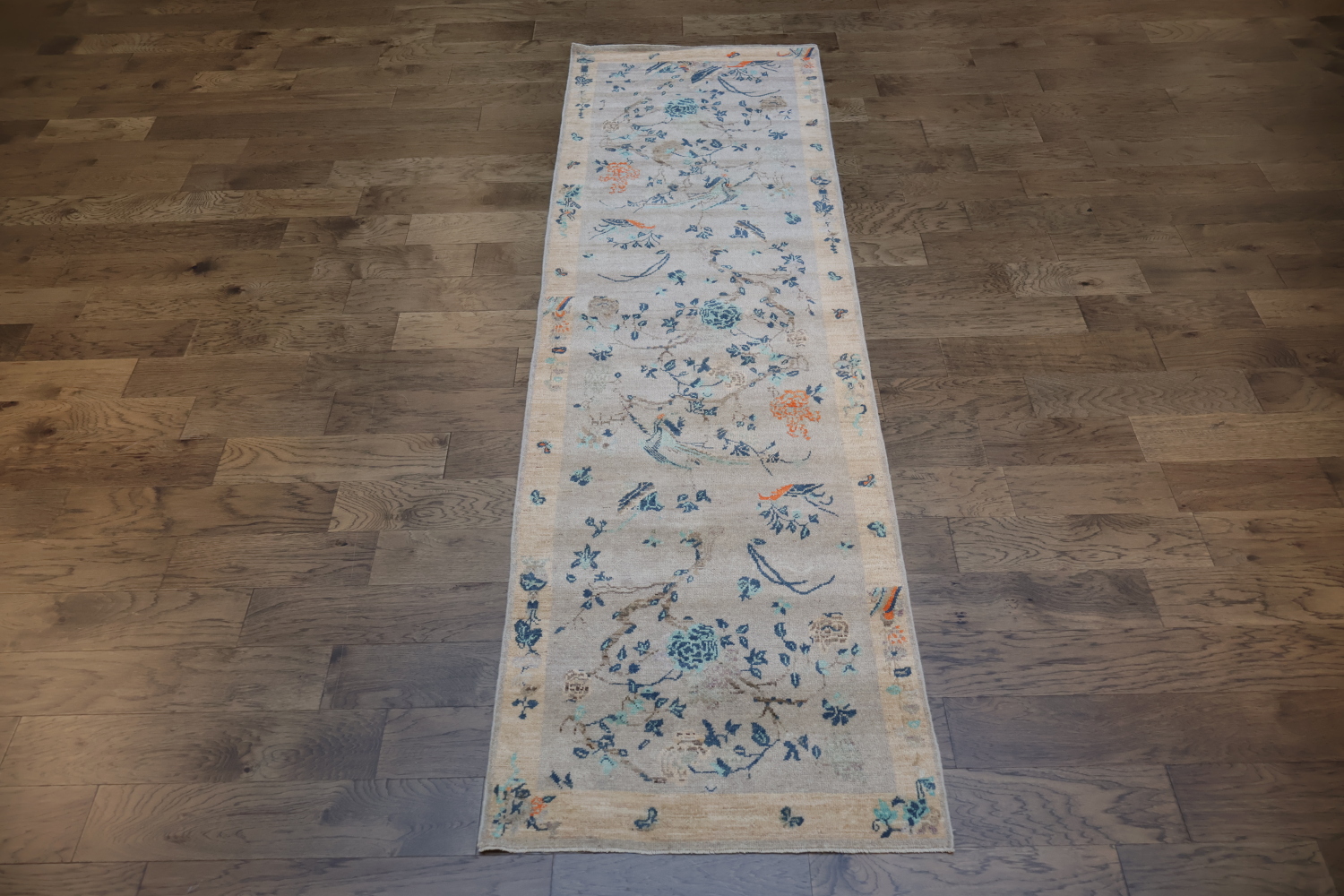Rare Vegetable Dye Wool Oushak Turkish Runner Rug 3x11