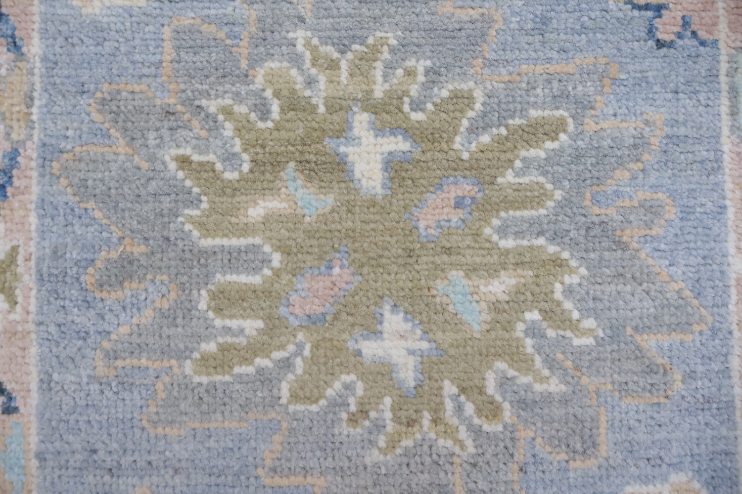 Vegetable Dye Wool Oushak Turkish Runner Rug 3x8
