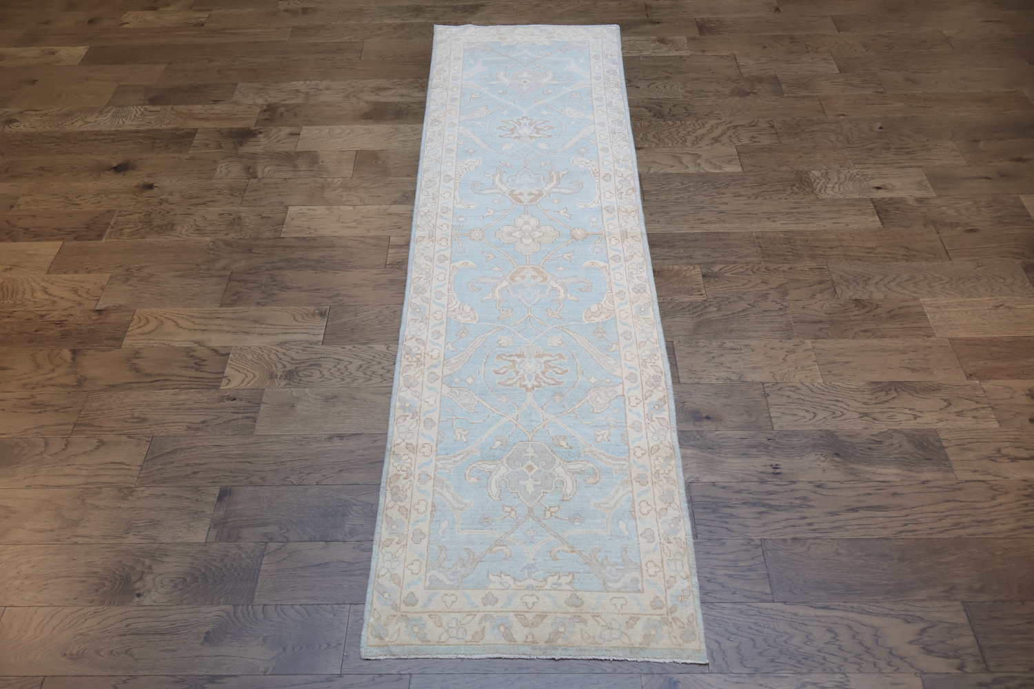 Must See! Blue Oriental Oushak Turkish Runner Wool Rug 3x10