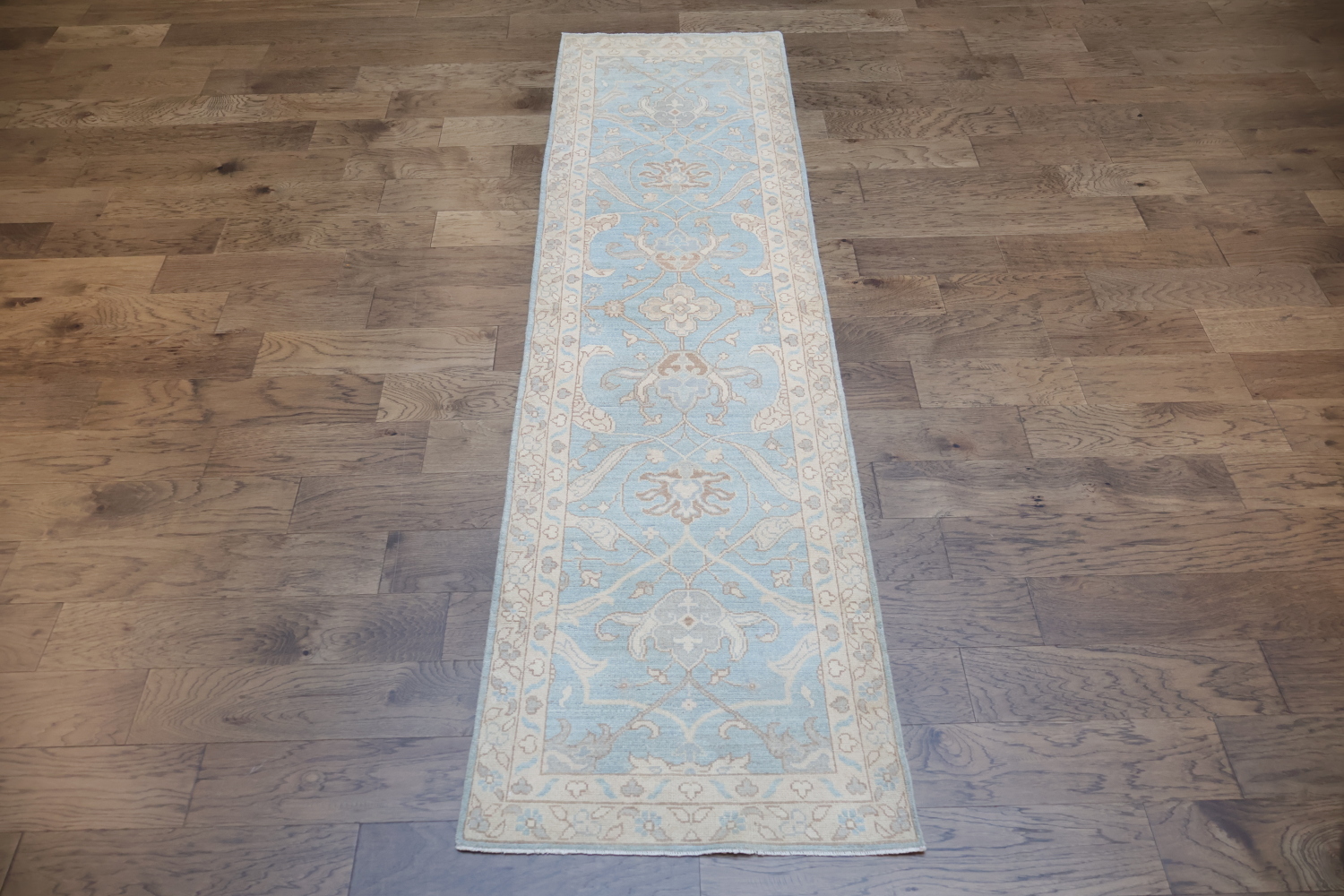 Must See! Blue Oriental Oushak Turkish Runner Wool Rug 3x10