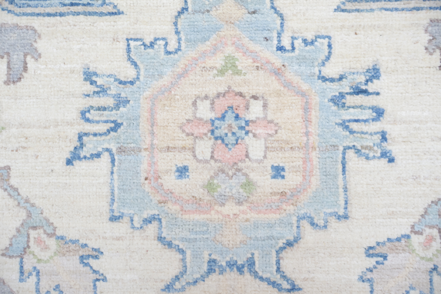 Geometric Avery Vegetable Dye Wool Oushak Turkish Runner Rug 3x8