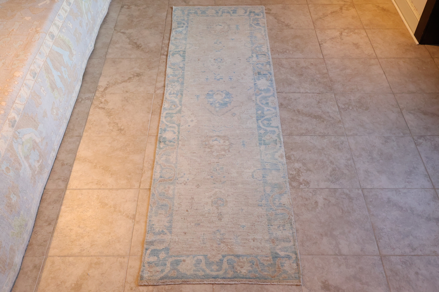 Stunning! Muted Pink Oushak Turkish Runner Wool Rug 3x10