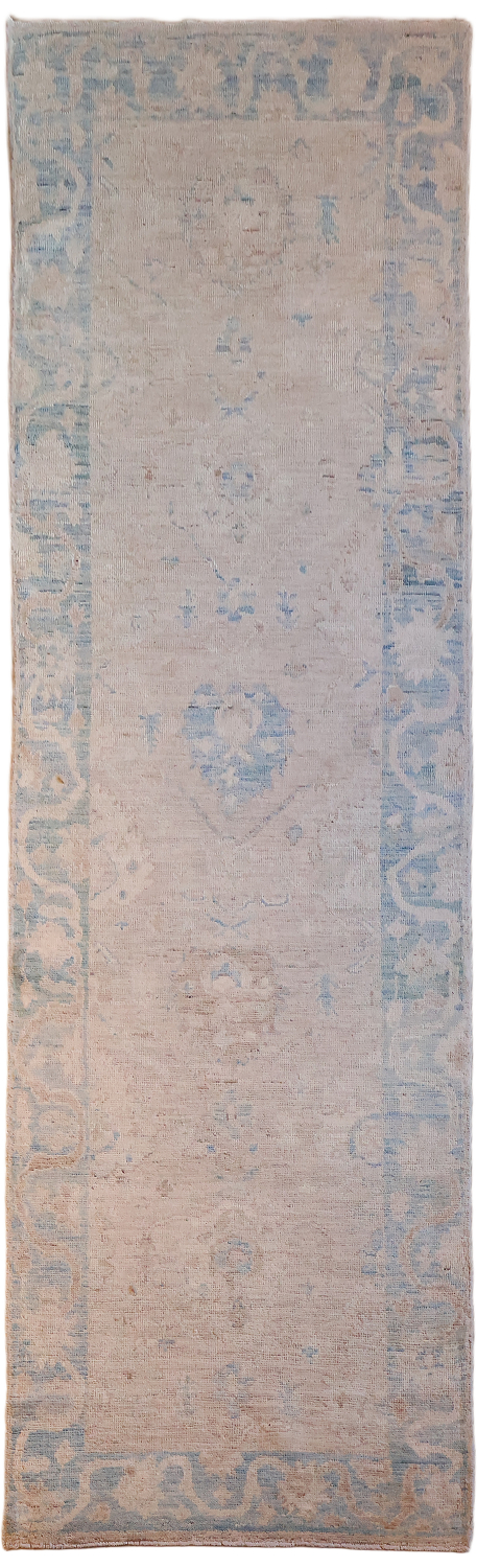 Stunning! Muted Pink Oushak Turkish Runner Wool Rug 3x10
