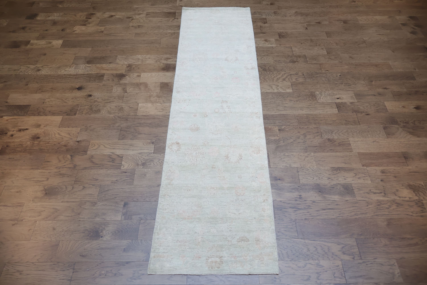 Muted Vegetable Dye Wool Oushak Turkish Runner Rug 3x12