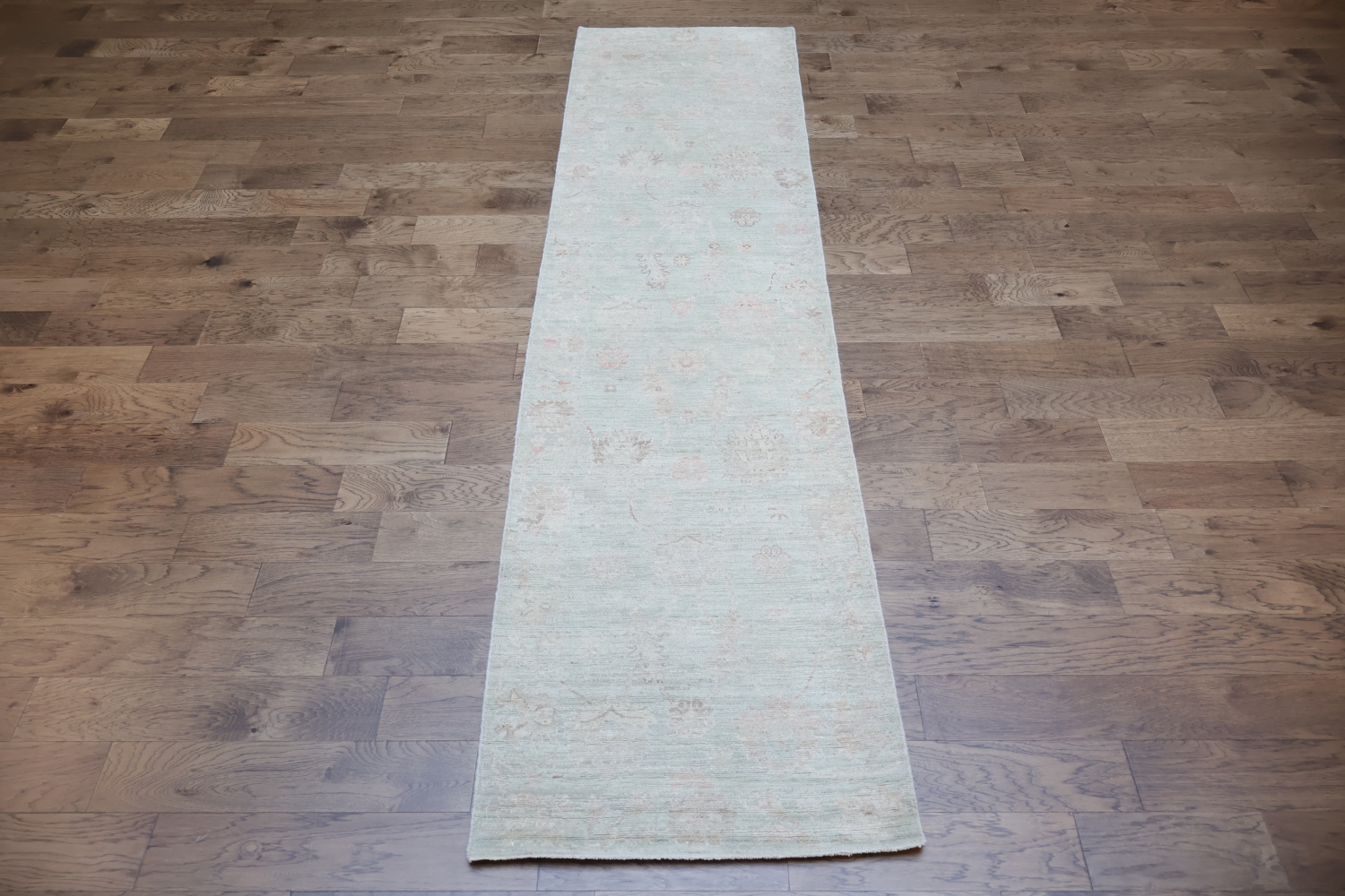 Muted Vegetable Dye Wool Oushak Turkish Runner Rug 3x12