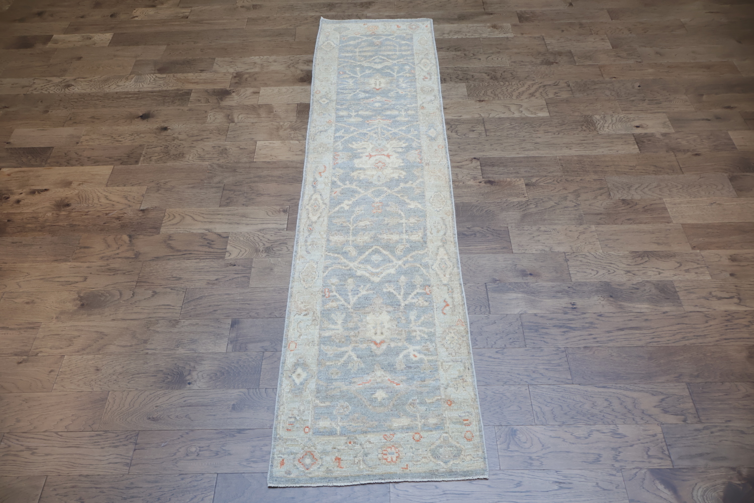 Vegetable Dye Wool Oushak Turkish Runner Rug 2x10
