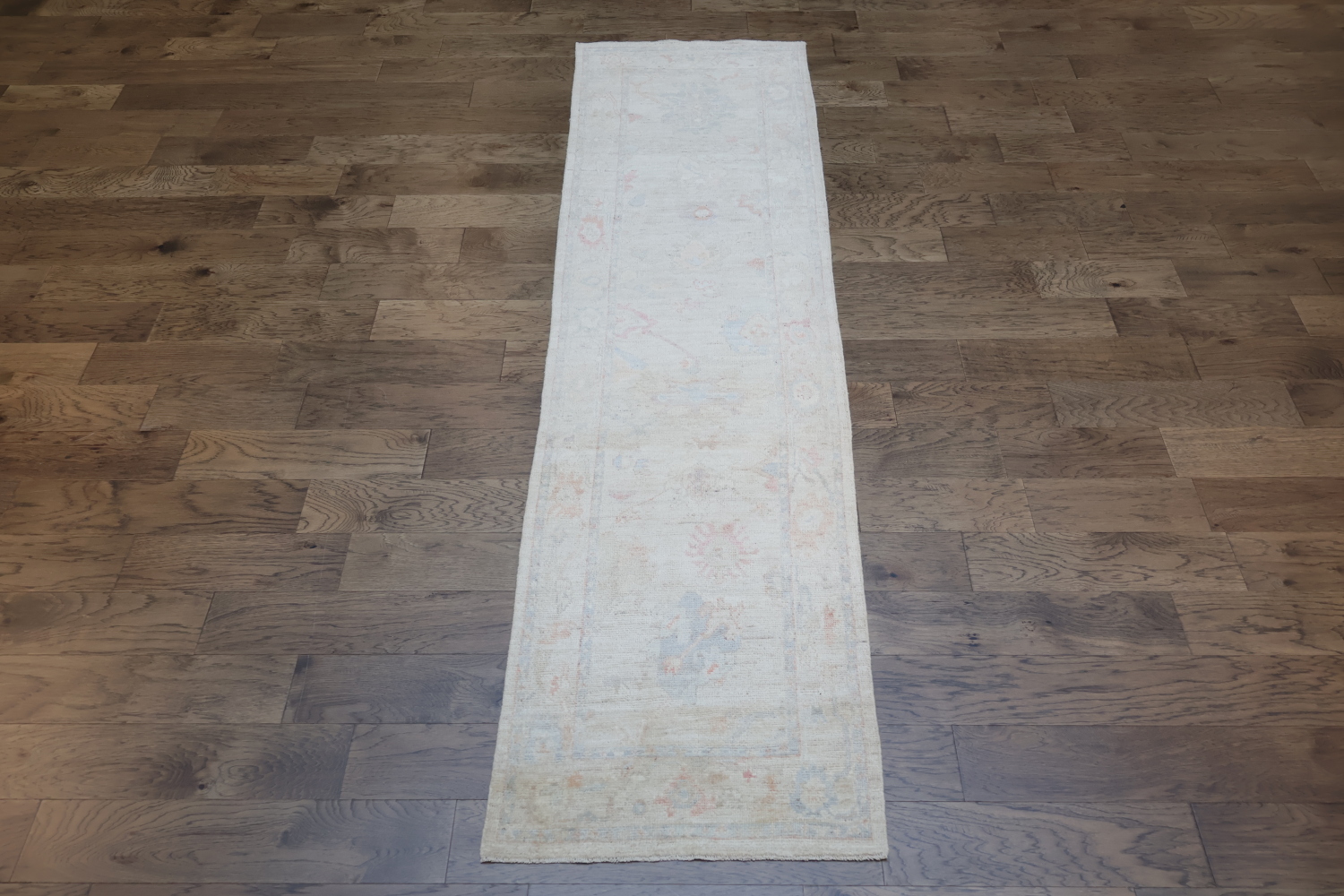 Muted Vegetable Dye Wool Oushak Turkish Runner Rug 3x10