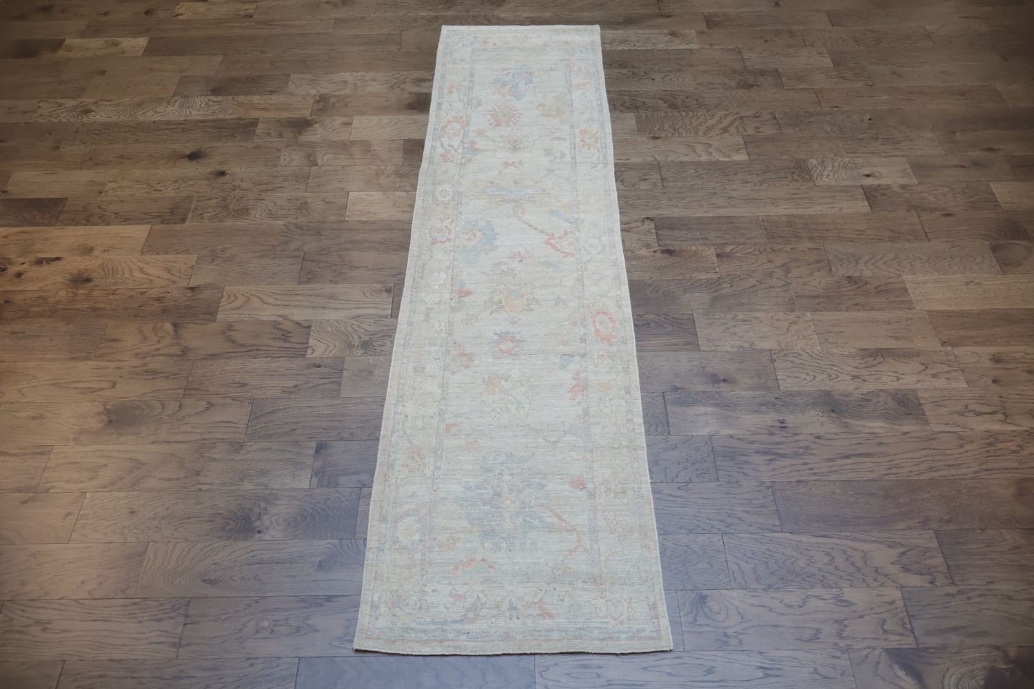 Muted Vegetable Dye Wool Oushak Turkish Runner Rug 3x10