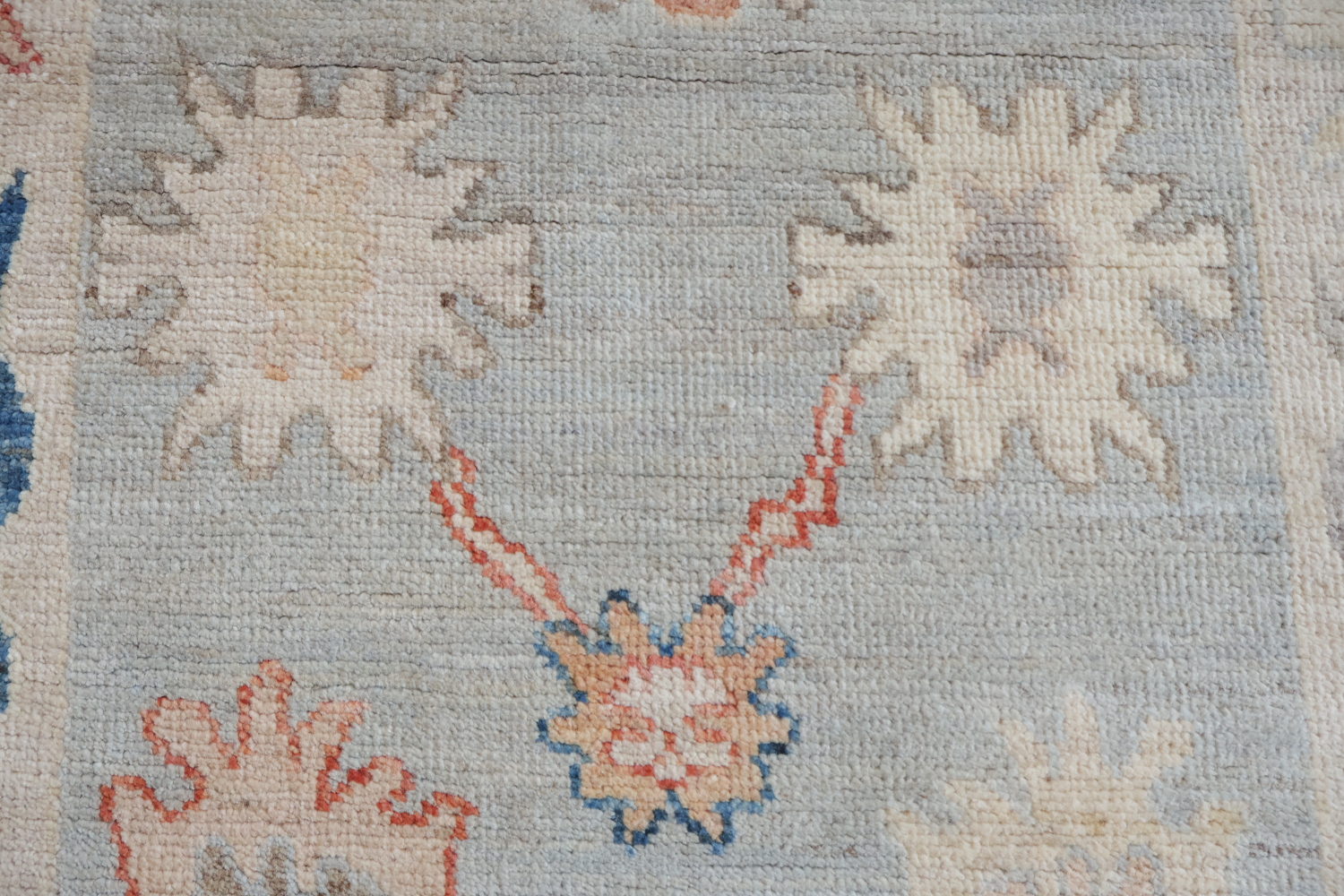 Blue All Over Vegetable Dye Wool Oushak Turkish Runner Rug 3x19